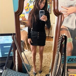 Amanda Uprichard Black Button-Front Mini Skirt small NWT